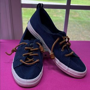 Sperry Navy Canvas Sneakers with White Soles W8